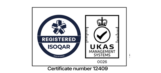 Logo for ISO27001 certification through Alcumus Isoqar.